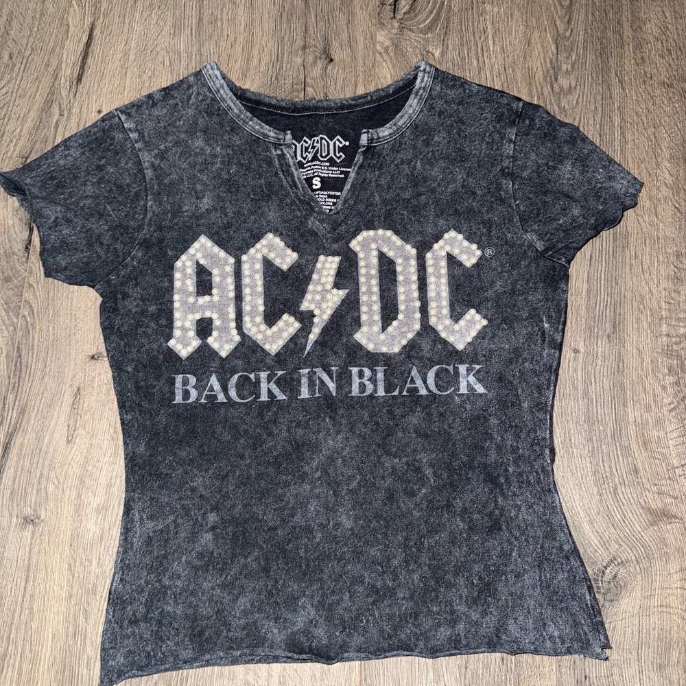 AC/DC Charcoal Graphic Tee cropped